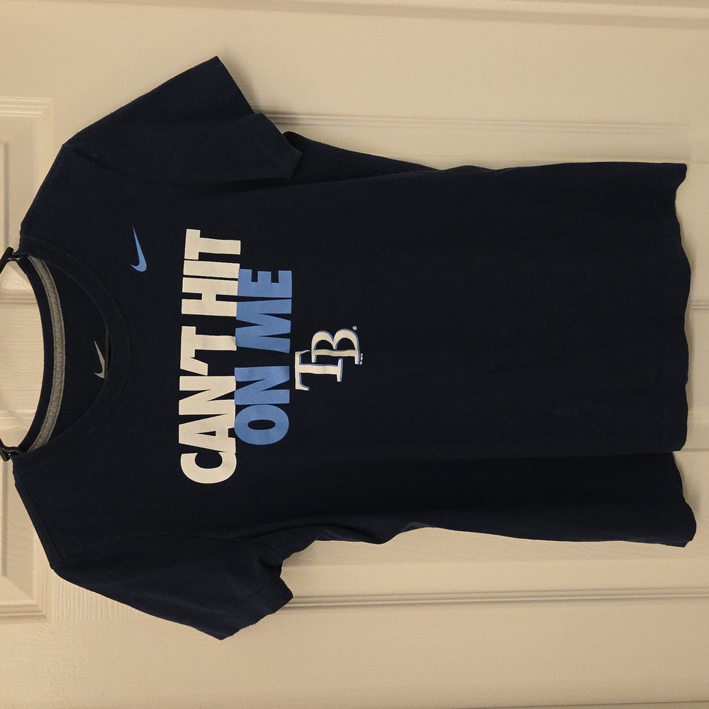 Nike Women's Dark Blue Graphic Tampa Bay Rays Tee Size L